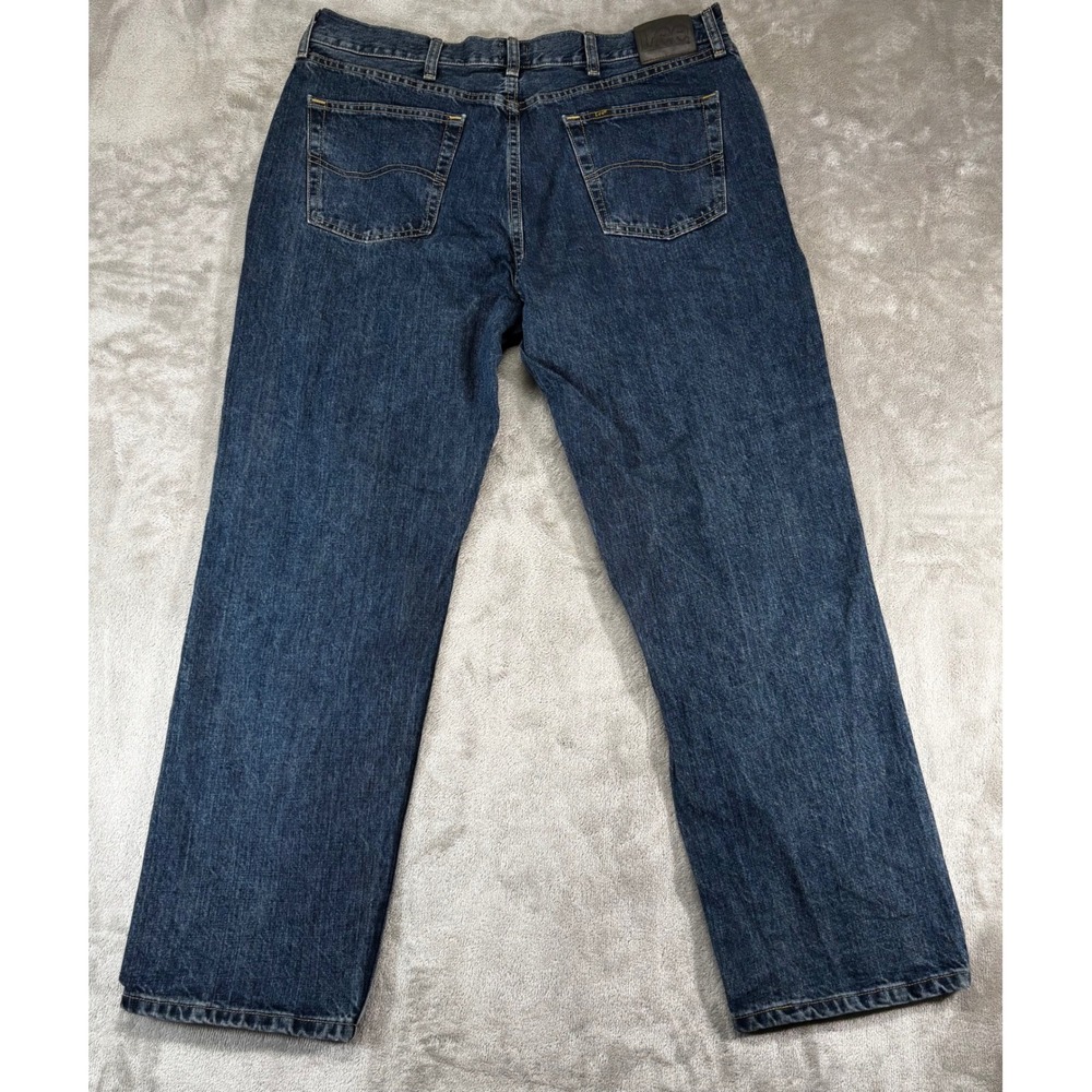 VTG Lee Relaxed Fit Jeans Mens 38x30 Dark Wash Blue Straight Leg Cotton - Picture 5 of 7